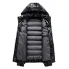 Hommes Down Parkas Hiver Coupe-Vent À Capuche Mode Manteaux Thermiques Épais Chaud Brillant Noir Vestes Marque Outwear Vêtements 220902