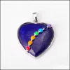 Pendentif Colliers 7 Chakra Femme Pendentif Cristal Coeur Forme Pierre Naturelle Cou Ornement Guérison Aura Amour Charme Bk Juif Dhseller2010 Dh6Sl