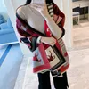 줄무늬 캐시미어 여성 스카프 겨울 따뜻한 여자 숄 랩 럭셔리 2020 브랜드 프린트 말 담요 스카프 암컷 echarpe256h