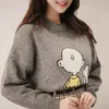 Damtröjor 2022 Koreansk tröja Dam Höst Vinter Stickad tröja Tecknad Jumper Vintage Pull Femme Sueter Mujer