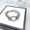 Bracciale punk unisex Bracciale rigido Uomo Donna Designer Doppia lettera Gioielli in acciaio inossidabile Donna Argento sterling Bracciali hip-hop di alta qualità