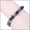 Beaded Strands New Arrival 8Mm Black Mesh Crystal Beads Bracelet For Men Women Elastic Adjustable Size Braided Fashion J Carshop2006 Dhzyh