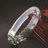 Bangle S925 Sterling Zilveren Armband Vrouwen Thaise Chalcedoon Steen Vintage Marcasiet Pauw Armbanden Fijne Sieraden