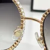 Nowe modne okulary przeciwsłoneczne 9552 okrągła metalowa ramka z koronką otaczająca diamenty szlachetny i elegancki styl okulary ochronne na zewnątrz UV400