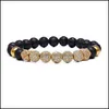 B￤rade str￤ngar Gemstone p￤rlstav armband systrar par charm naturlig sten yoga lava eterisk olja aromaterapi 12 st d dhseller2010 dhbp1