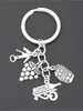 Wine Corkscrew Charm Key Ring Wine Barrel Bar Keychain Making Bartender Gift Statement Jewelry Accessories