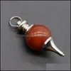 Charms Reiki Healing Charms Amethyst Red Agate Lapis Lazwsing Pendum Circar Cone Crystal Pendant For Necklace Accessorie Dhseller2010 Dhnrl