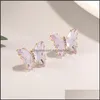 Pendant Necklaces Crystal Butterfly Pendant Necklace For Women Korean Style Aesthetic Miuticolor Piercing Earring Necklaces Mjfashion Dhcyk