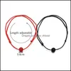 ارتباط سلسلة 2pcs/مجموعة Matte Lava Stone Natural Bead Charm Bracelet Red String Bracelets للزوجين مع بطاقة Wish Jewelry Gi Newdhbest Dh8ib