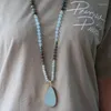 Anhänger Halsketten Edothalia Amazonitstein Blue Blue Tianhe Halskette Frauen 108 Perlen Mala