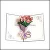 Cartes de voeux Cartes de voeux Carte Main 3D Bouquet Fleur Bénédiction Décoration Anniversaire Msee Pics Jour Cadeau Drop Delivery 2021 Accueil Dhaax