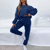 Women's Two Piece Pants Women Tracksuit Fashion Solid Sportswear Autumn Winter Long Sleeve O Neck Sweatshirt And Sweatpants Outfits Female Two Piece Set T220902