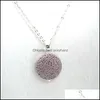 Pendant Necklaces Round Lava Rock Bead Volcano Necklace Aromatherapy Essential Oil Diffuser Necklaces Black Pendant Stainless Steel C Dhxes