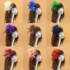 Cabeças de cabeça feminina penas de cabeça flor -chapéu de derby para coquetel bola de casamento bandeira elegante clipe de chá de noiva Party