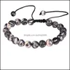 Beaded Strands New Arrival 8Mm Black Mesh Crystal Beads Bracelet For Men Women Elastic Adjustable Size Braided Fashion J Carshop2006 Dhzyh