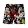 Shorts Masculino Phechion Masculino/Feminino Halloween Personagem de Filme de Terror Impressão 3D Casual Moda Streetwear Masculino Solto Esportivo A289