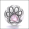 Charms Colorf Crystal Dog Paw Sier Color Snap Button Charms 여성 보석 연구 결과 애완 동물 사랑 라인톤 18mm 금속 스냅 DHSELLER2010 DHTDC