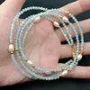 Chaines 2 Collier de perles blancs de saphir sculpt￩ naturels 17,5 "