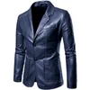 メンズレザーフェイク春秋のファッションラペルドレススーツコート男性ビジネスカジュアルPUブレザージャケット220905