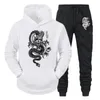 Survêtements pour hommes Hommes Survêtement Set Sweat à capuche Printemps Hiver Dragon Imprimer Casual Sweat-shirt Sportwear Homme Streetwear Hommes Vêtements 220905