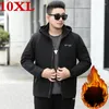 Jackets masculinos inverno tamanho grande 10xl 9xl masculino impermeável jaqueta com capuz com capuz masculino masswear casacos de casacos finos de veludo fino