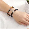 Beaded Strands 2Pcs/Set Couples Friendship Jewelry Heart Distance Magnet Strands Bracelets Natural Agate Stone Yoga Beads Mjfashion Dhqt2