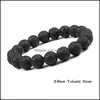 Bracelets porte-bonheur 6Mm 8Mm 10Mm Perles de pierre volcanique naturelle Strand Bracelets Black Lava Men Bracelet Aromathérapie Huile Essentielle Diffuse Dhpun