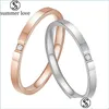 Band Rings New Stainless Steel Square Zircon Ring For Women 2Mm Sier Rose Gold Slim Stackable Eternity Engagement Wedding Fa Lulubaby Dh9Sd