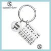 Charms Nieuwe gepersonaliseerde kalender Key Chain Roestvrij staal sleutelhanger gegraveerde datum paar ringen voor meisjesliefhebbers vriend va carshop2006 dhmzn