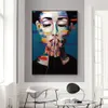 Toile peinture abstraite Graffiti Art mode fille moderne nordique Figure affiches imprime Art mural pour salon décor à la maison