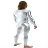 Unisex Funny Dress Shiny Metallic Catsuit Costumes Черный комбинезон Lycar Spandex Zentai Bodysuit Party Club Costumes Front Zipper без Hoodglovesfeet