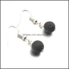 Charm 8Mm 10Mm Lava Stone Bead Charms Earring Aromatherapy Essential Oil Per Diffuser Dangle Earrings For Women Jewelry Drop Delivery Dhuct