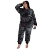 Women's Plus Size Tracksuits Plus Size Women Clothing Two Piece Set Long Sleeve Sweater Tops Party Sequin Sexy Outfits Pant Suits Dropshipping Wholesale L220905