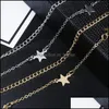 Anklets High Quality Fashion Pentagram Double-Layered Anklet Bracelet Designer Jewelry Women Drop Delivery 2021 Mjfashion Dhulx