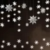 Décorations de noël joyeux flocon de neige blanc hiver pays des merveilles décor de fête 3D papier argent suspendus guirlandes bannières