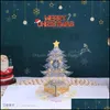 Greeting Cards Greeting Cards Crystal Christmas Tree With Envelope 3D -Up Merry Xmas Card Santa Claus Snowflake Postcards For Kid Gri Dhzxf