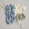 Strampler 0-3T Baby Sommer Kleidung Baby Mädchen Rüschen Trägerhose Kid Strampler Kleinkind Overalls Mädchen Baumwolle Outfit Jungen Solide rückenfreie Kleidung 220905