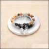 Beaded Strands 10Pc/Set Natural 8Mm Volcano Stone Bracelet Sets Best Friendship Couple Gifts For Men Women Handmade Yog Dhseller2010 Dhqr8