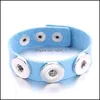 Charm Bracelets Colorf Pu Leather Bracelets Three18Mm Snap Button Charms Bangle Wristband Jewelry Diy Snaps Buttons Punk Bracelet Jew Dhzfo