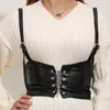 Riemen 449b onderborst korset top steampunk taille cincher met riemen punk lederen kabelboom riem gesp.