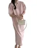 カジュアルドレス2022夏の新しいソリッドカラーロングスカートレジャーポロカラーデザイン半袖ドレスの女性