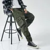 Calças masculinas Spring Autumn Men Cargo Pockets High Street Use Cool Safari Style Fashion Loose Coréia Exército Verde