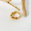 Ringos de cluster Monlansher Mobius projetou círculos duplos Twine Ring Color Gold Color Brass Twist for Women Classy Fashion Jewelry 2022