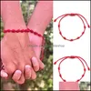 Pulseras con dijes 7 nudos Pulsera de hilo rojo Protección Buena suerte Amet para el éxito Prosperidad Pulseras de cuerda hechas a mano Luc Dhseller2010 Dhvrg