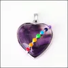 Pendentif Colliers 7 Chakra Femme Pendentif Cristal Coeur Forme Pierre Naturelle Cou Ornement Guérison Aura Amour Charme Bk Juif Dhseller2010 Dh6Sl