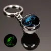 Party Supplies New 12 constellation key ring starry night light keychain time stone glass ball key accessories pendant keychain gift