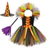 Specjalne okazje Witch Halloween Costume for Girls Dziewczyny Tutu sukienka Hat Broom Dzieci Cosplay Dress Ubranie na przyjęcie karnawałowe 114Y 220905