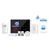 Larmsystem Intelligent tr￥dl￶s WiFi GSM -system Display Door Sensor Home Security Wired Siren Kit Sim SMS