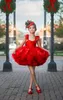 Lace Cute Flower Girl Dresses para vestidos de concurso vermelho de casamento para sess￣o de fotos no joelho vasto de anivers￡rio da primeira comunh￣o