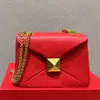 Новая дизайнерская сумка Lady Mini Rivet Crobody Bags Slide Chain Shoulder Women Fashion Wallet Leather 6Solid color Clutch Dinner Bag Металлическая пряжка